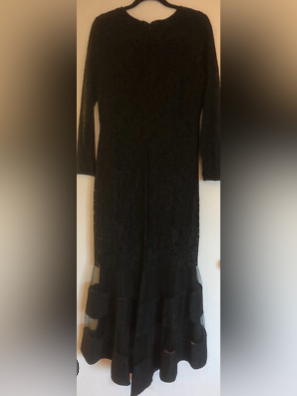 Ralph Lauren Black Long-Sleeve Lace Midi Dress